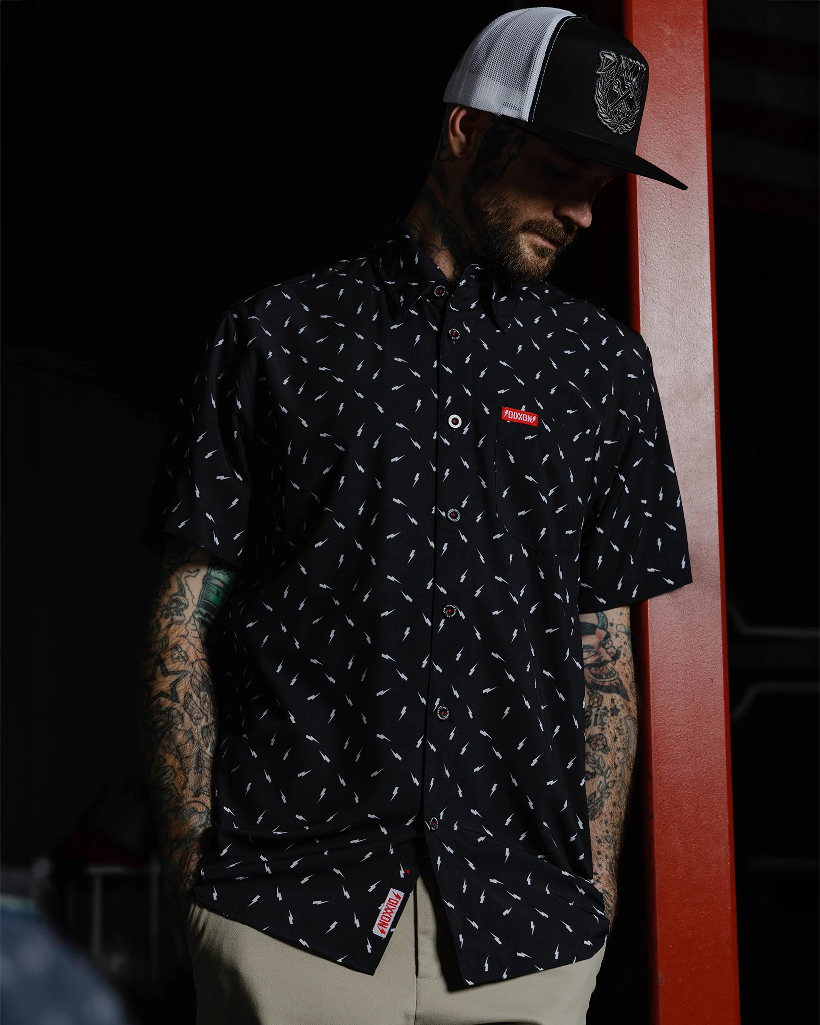 BOLT BLACK/WHITE PARTY SHIRT SHORT SLEEVE BUTTON UP  - MENS - Image 4