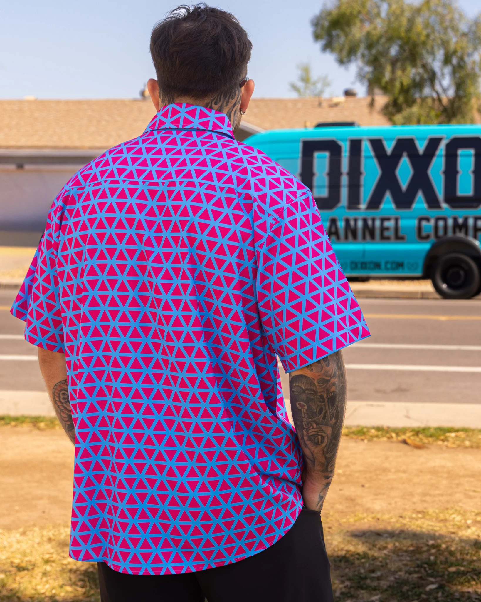 ENIGMA PINK & BLUE PARTY SHIRT SHORT SLEEVE BUTTON UP - MENS - Image 3