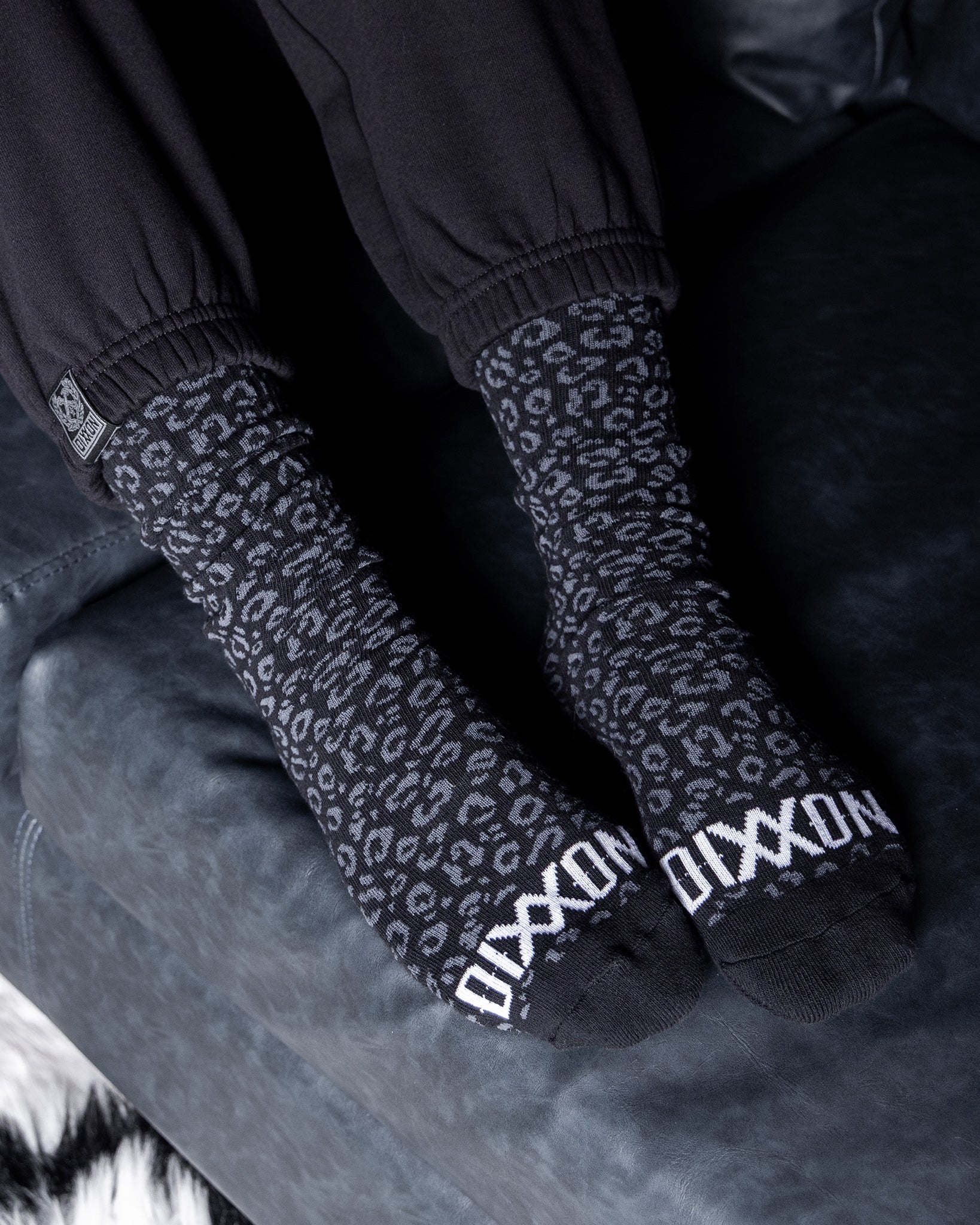 LEOPARD PREMIUM CREW SOCKS BLACK/GREY - Image 2