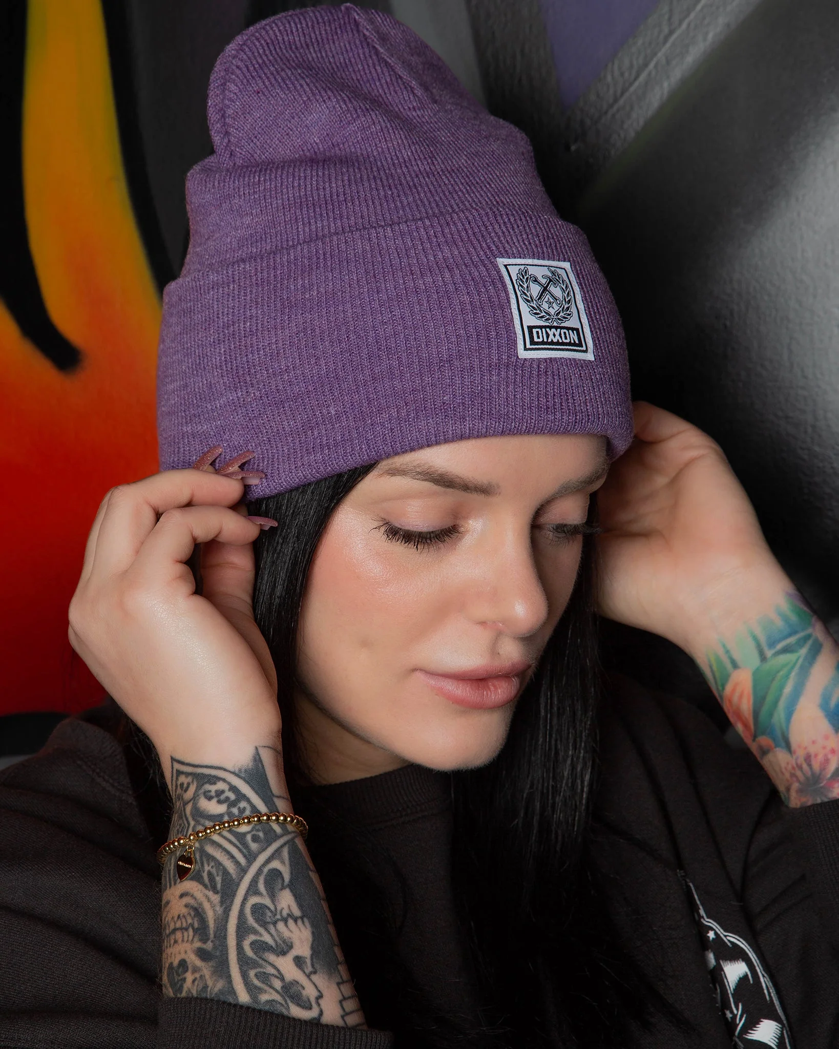 RIBBED BEANIE PURPLE MELANGE - Image 2