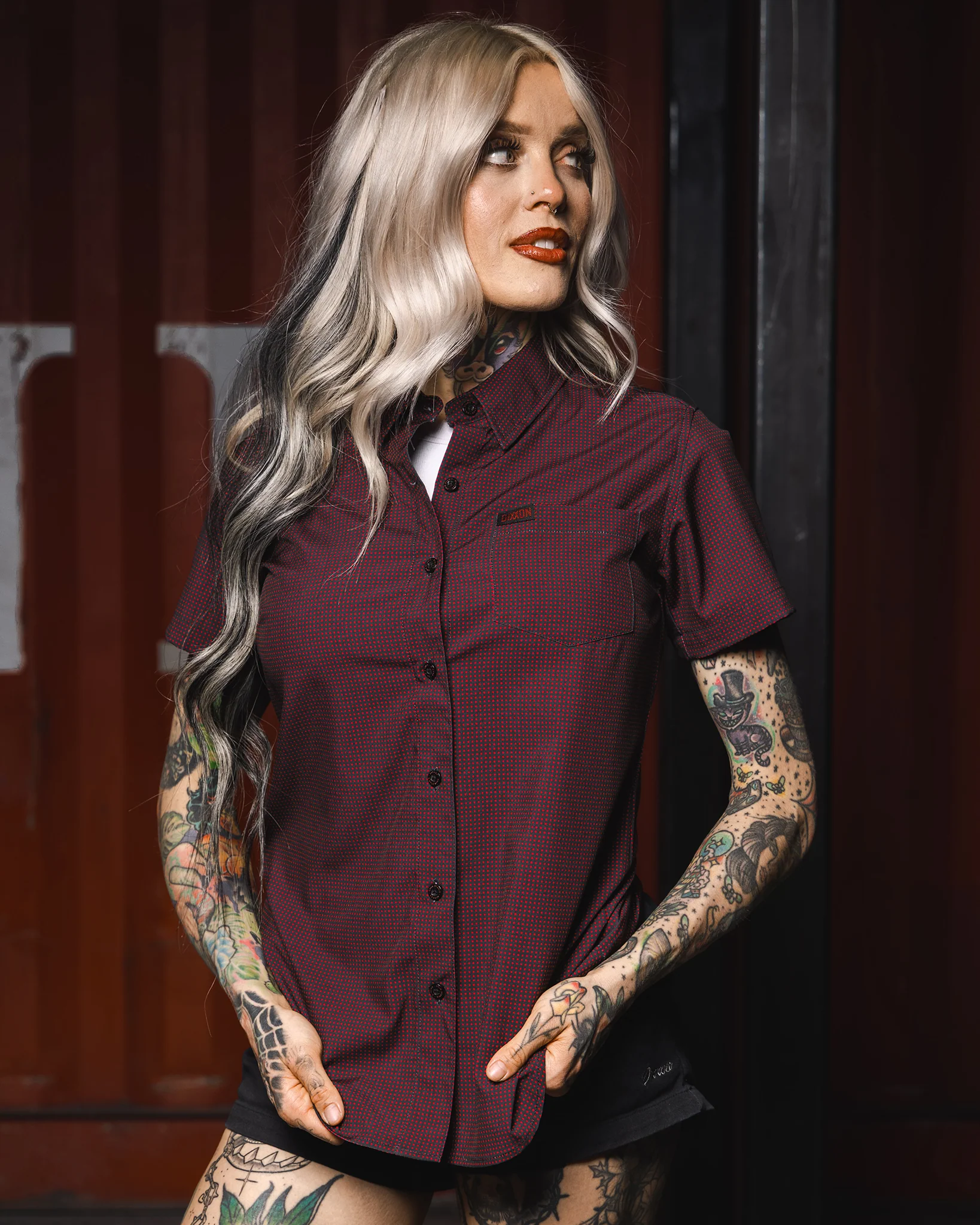 SIMPLE MIND PARTY SHIRT SHORT SLEEVE BUTTON UP  - WOMENS - Image 5